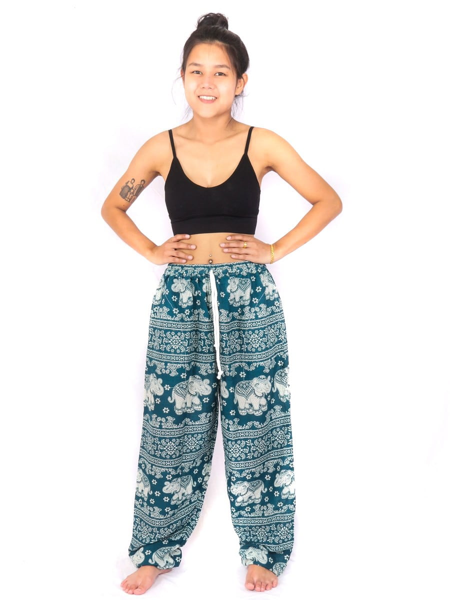 Teal Bamboo Rayon Thai Elephant Pants