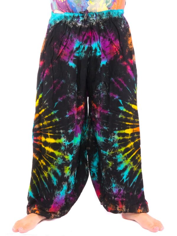 Balloon Harem Pants Rayon Tie Dye Black - Image 2