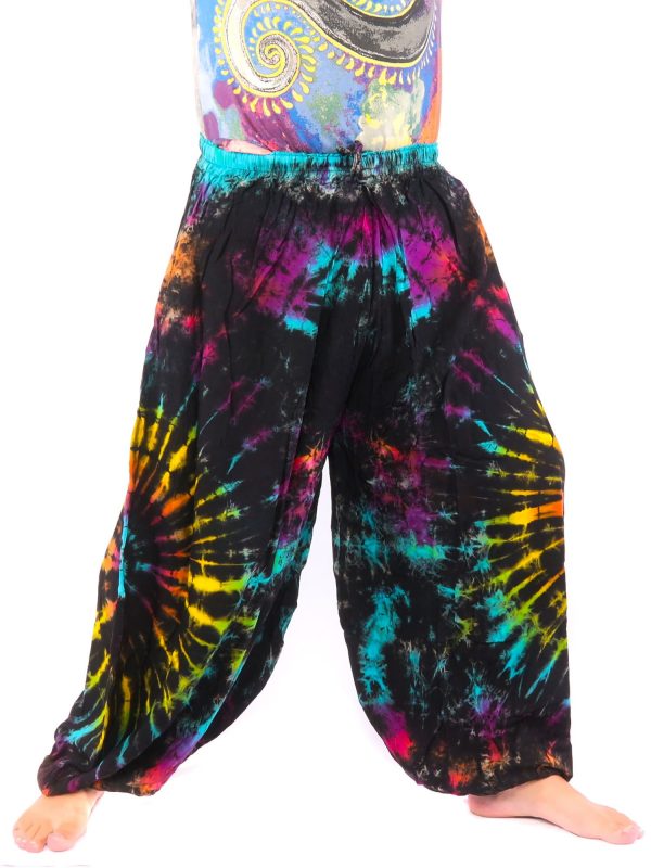 Harem Baloonpants Tie Dye Rayon Black