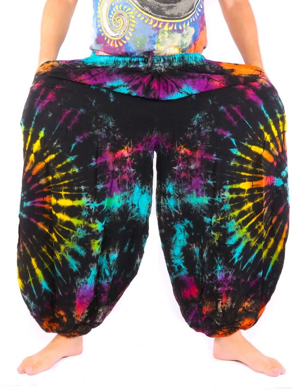 Harem Baloonpants Tie Dye Rayon Black