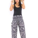 Elephant Stamp Pattern Harempants Viscose