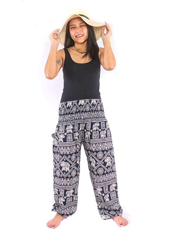 Elephant Stamp Pattern Harempants Viscose